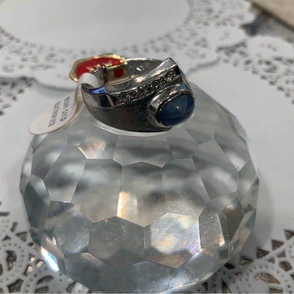 MEN'S OVAL THAI STAR SAPPHIRE RING HEAVY GOLD ELECTROPLATE  18KT SZ 8.5 - Picture 5 of 11